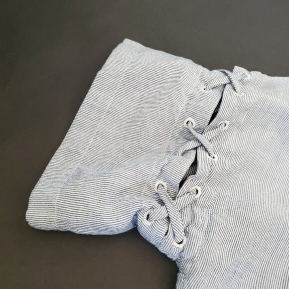 Madewell Stripe Lace-Up Cut-Out Short Sleeve Relaxed Fit Sailor T-Shirt Dress - Picture 10 of 12